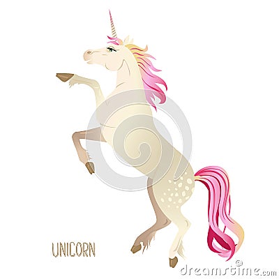 Beautiful watercolor unicorns set in pink and purple colors. Vector illustration. Vector Illustration