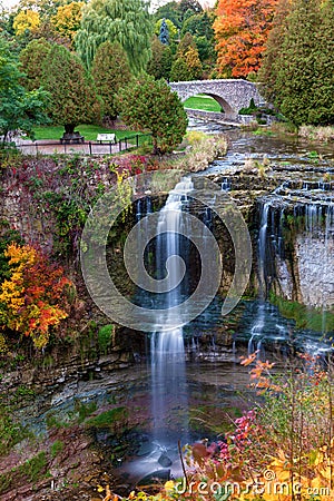 Beautiful waterfall in autumn colors Stock Photo