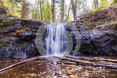 Beautiful waterfall in the Cimmaron Canyon Northern New Mexico Stock Photo