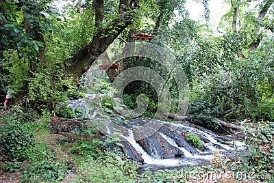 Beautiful waterfall in the forest, Turkey, Kemer Stock Photo