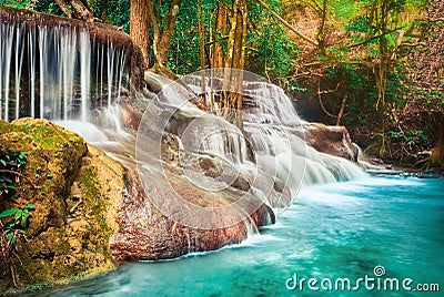 Beautiful waterfall Huai Mae Khamin, Thailand Stock Photo