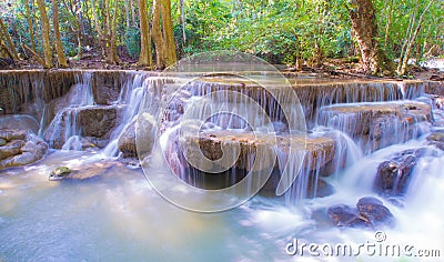 Beautiful waterfall, Huay Mae Ka Min waterfall at National Park Kanjanabur Stock Photo