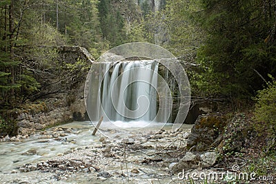 Beautiful waterfall human made dam Stock Photo
