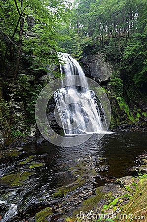 Beautiful waterfall in lush vegetation in Pennsylvania Stock Photo