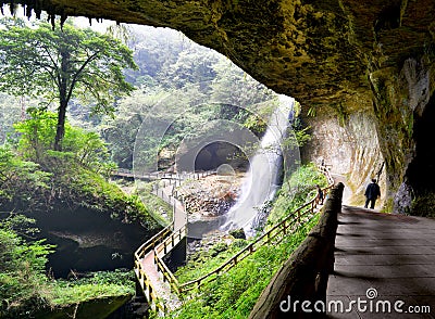 Beautiful waterfall in Nantou, Taiwan Stock Photo