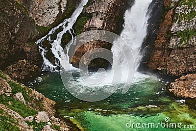 Beautiful waterfall Savica in Slovenia Stock Photo