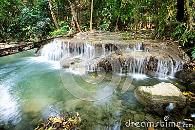 Beautiful Waterfall in tripical forest Stock Photo