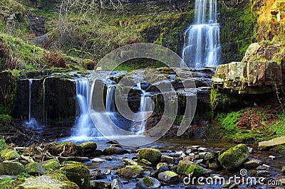 Beautiful Waterfalls, Nant Bwrefwy, Upper Blaen-y-Glyn Stock Photo