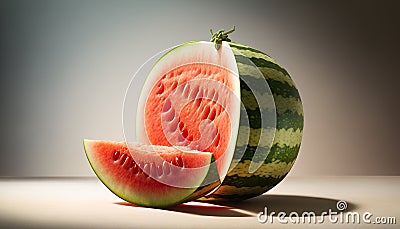 Perfectly riped fresh Watermelon. AI generative. Stock Photo