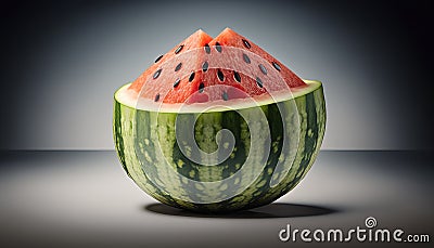 Perfectly riped fresh Watermelon. AI generative. Stock Photo