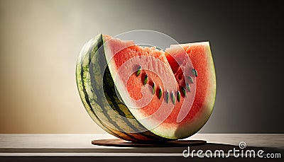 Perfectly riped fresh Watermelon. AI generative. Stock Photo