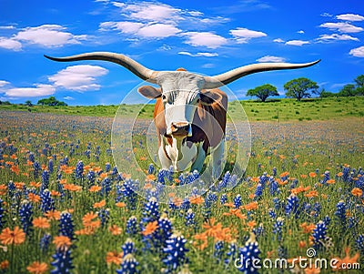 Beautiful longhorn bull Made With Generative AI illustration Cartoon Illustration