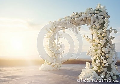 Beautiful wedding arch. Venue for solemn wedding vows Stock Photo