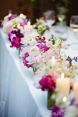 Wedding floral table decoration. Stock Photo