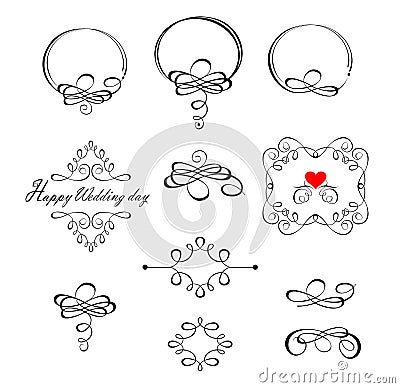 Beautiful wedding design elements Vector Illustration