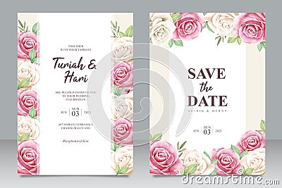 Beautiful wedding invitation card template with floral frame multi purpose Vector Illustration