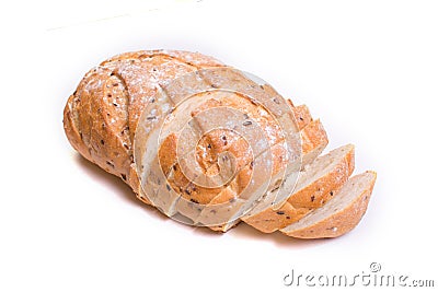 Ð¡rispy healthy white bread. Isolated. Stock Photo