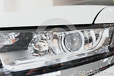 Beautiful white car headlights. modern car headlights Stock Photo