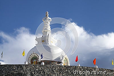 A beautiful white dome of Shanti stupa, Leh Stock Photo