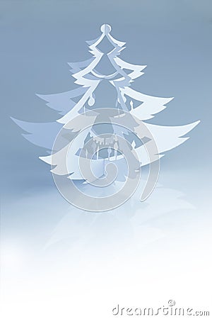 Beautiful white handmade christmas tree silhouette - vertical Stock Photo