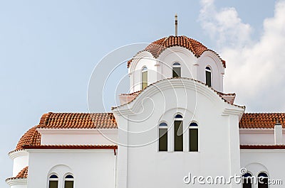 Beautiful white orthodox church on sunny summer day Stock Photo