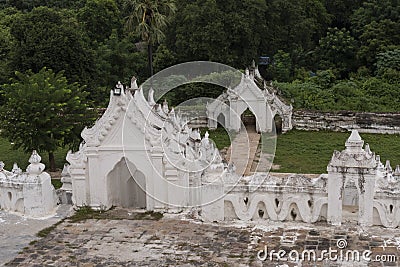 White pagoda of Hsinbyume Paya, Mingun. Myanmar Stock Photo