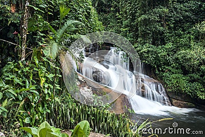 Beautiful White Stone`s Waterfall in Paraty, Brazil Stock Photo