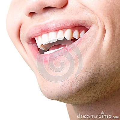 Beautiful wide smile of young man with great healthy white teeth Stock Photo