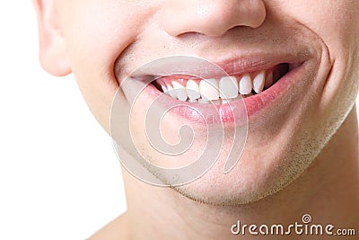 Beautiful wide smile of young man with great healthy white teeth Stock Photo