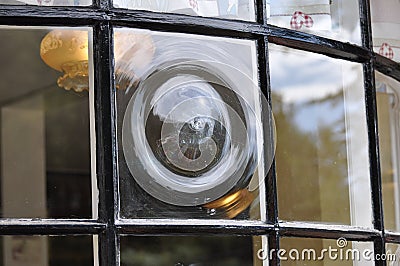 Antique Crown Glass Bakery Window Stock Photo