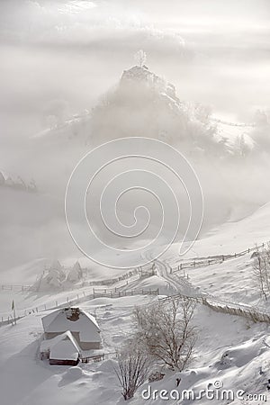 Beautiful winter landscape, Fundatura Ponorului, Romani Stock Photo