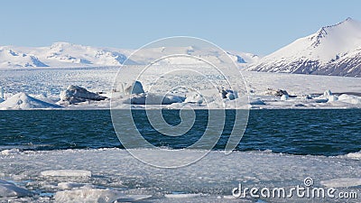 Beautiful winter landscape over Jokulsarlon lake, Iceland Stock Photo