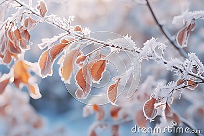 Beautiful winter morning nature closeup elements background. Cold weather frosty seasonal landscape Stock Photo