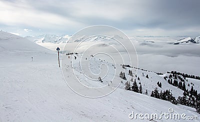 Beautiful winter mountain landscape in the Alps Stock Photo