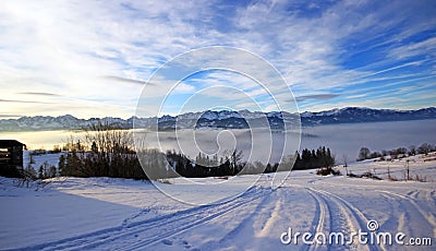 Beautiful winter scenery in Bukowina Tatrzanska Stock Photo
