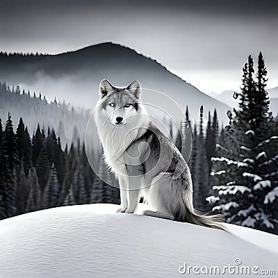 Beautiful wolf - ai generated image Stock Photo
