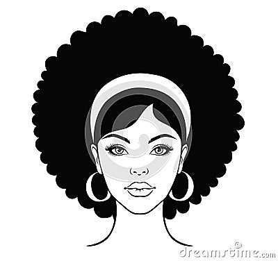 Beautiful woman with afro hairstyle. Vector Illustration