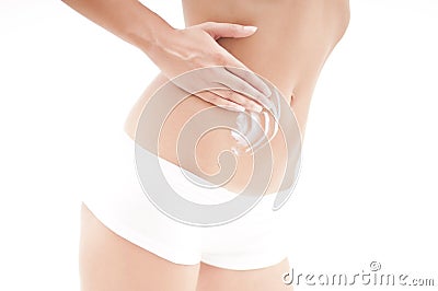 Beautiful woman applying creme Stock Photo