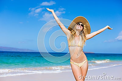 Beautiful Woman at the Beach Stock Photo