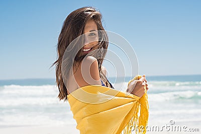 Beautiful woman at beach Stock Photo