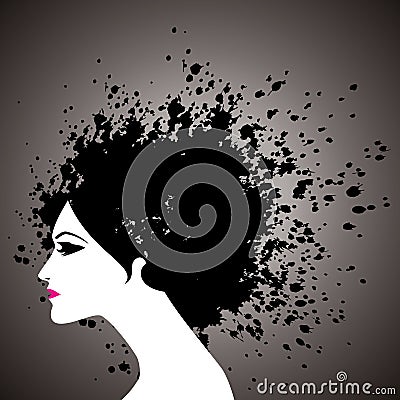 Beautiful woman with black hair Vector Illustration