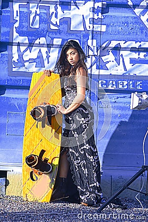 https://thumbs.dreamstime.com/x/beautiful-woman-black-white-dress-long-hair-standing-wakeboad-bacground-blue-iron-graffiti-photo-outdoor-42469105.jpg