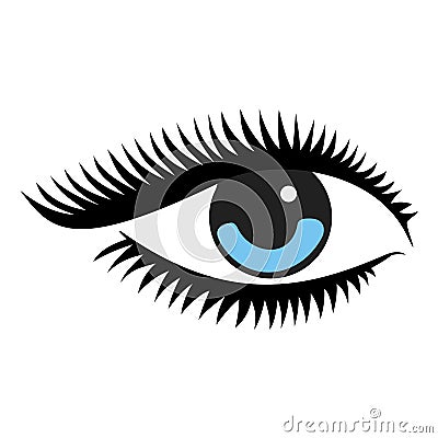 Beautiful woman blue eye. Vector Cartoon Illustration