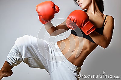 Beautiful woman boxing Stock Photo