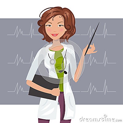 Beautiful woman cardiologist. Vector illustration Vector Illustration