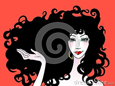 Beautiful woman with curly hair Vector Illustration