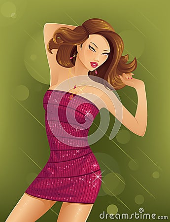 Beautiful Woman Dancing Vector Illustration