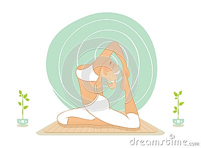 Beautiful woman doing yoga practice Cartoon Illustration