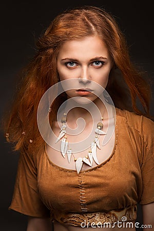 Beautiful woman dressed as Amazons Stock Photo