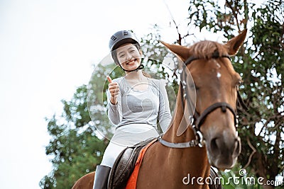 two equestrian athletes ride horses and start training Stock Photo